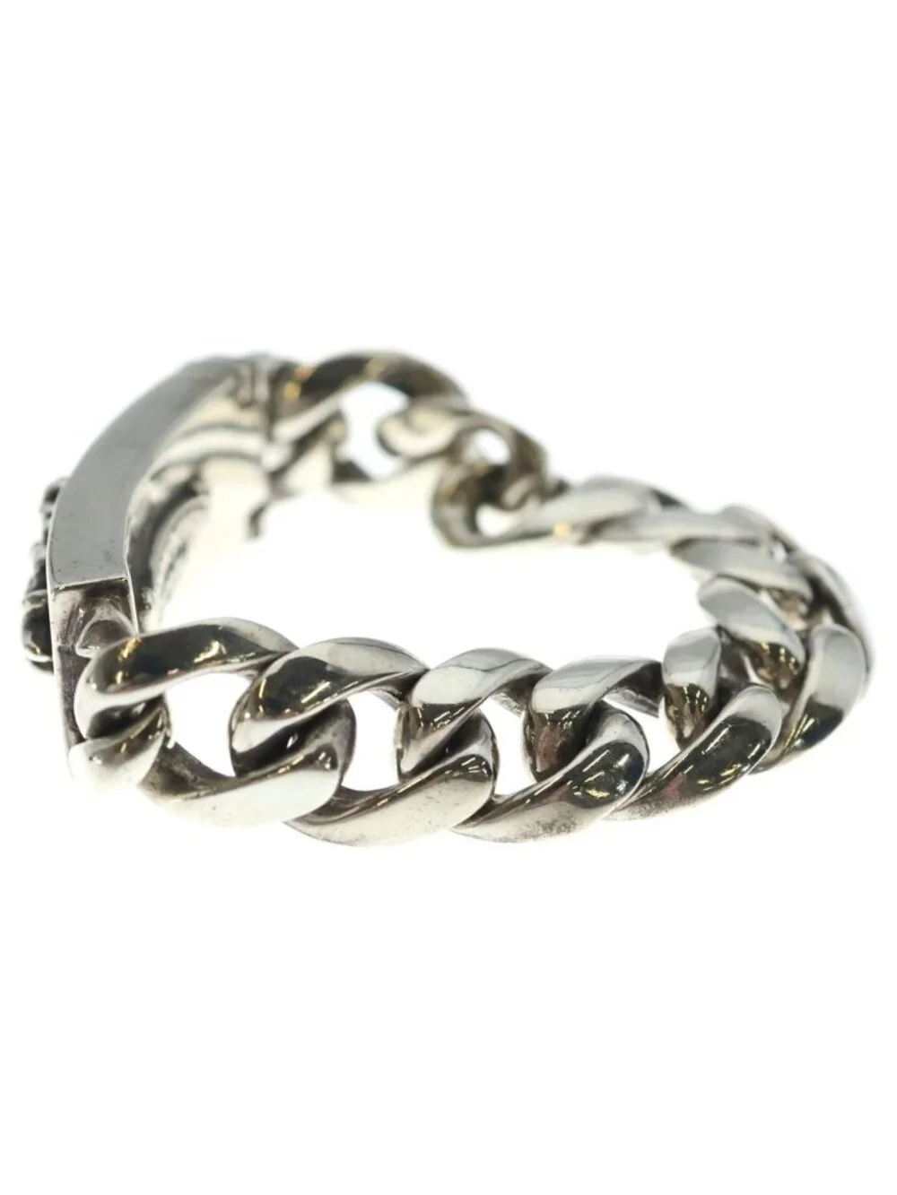 Chrome Hearts ID Floral Crs Cross ID Classic Link Bracelet Silver